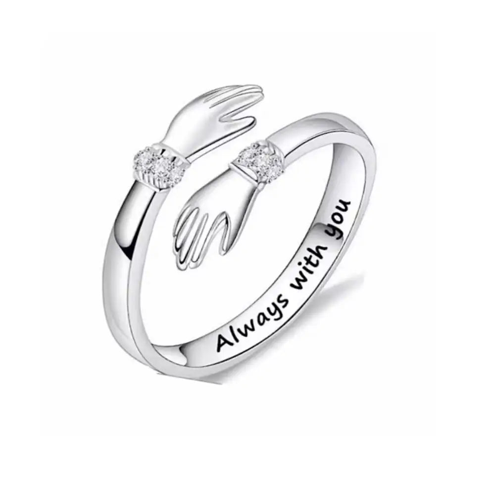 Adjustable Hand Hug Wrap Ring | Silver & Gold Friendship Ring Fashion Ring Nixie