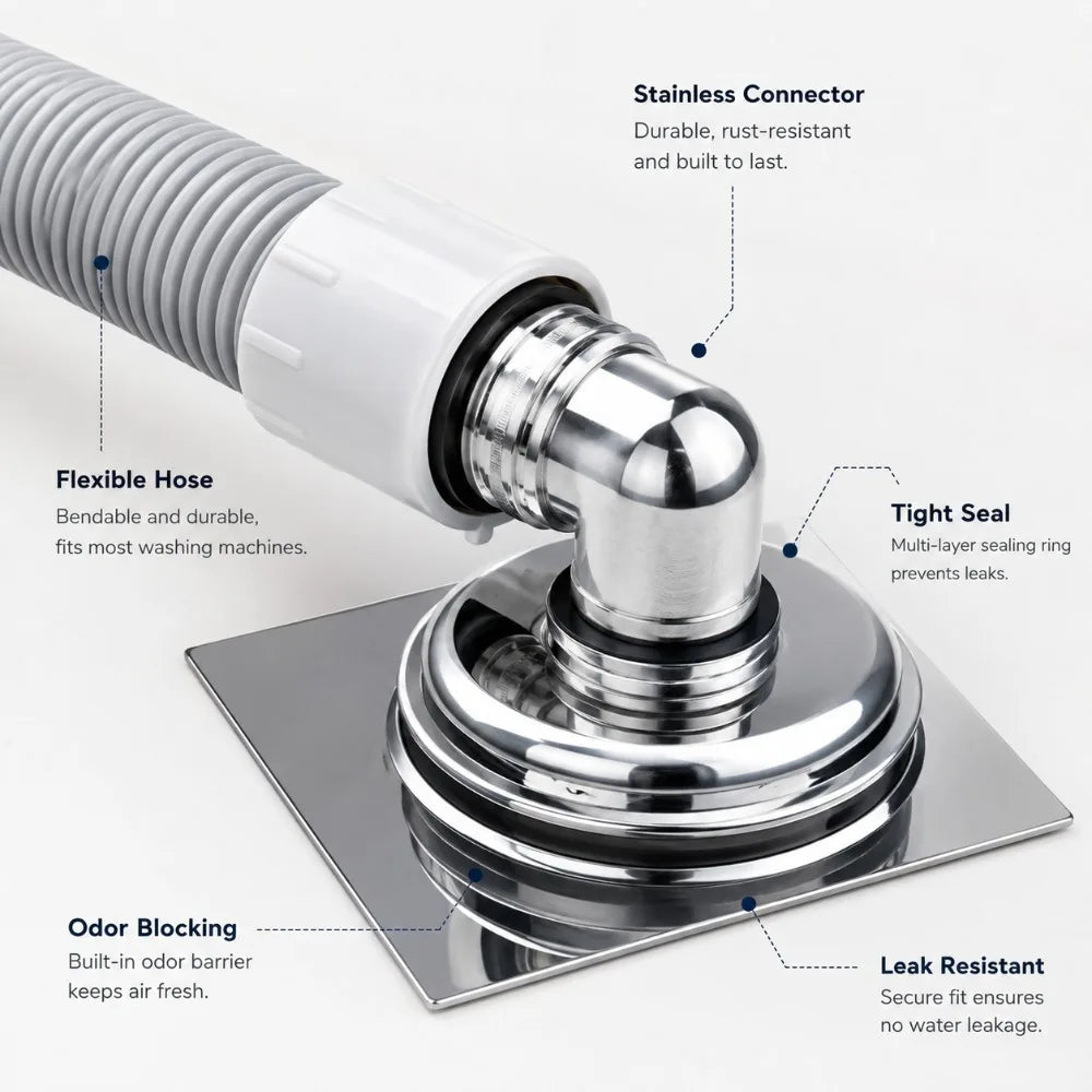3-Way Washing Machine Drain Hose Connector & Floor Drain Cover Drain Hose Connector Nixie