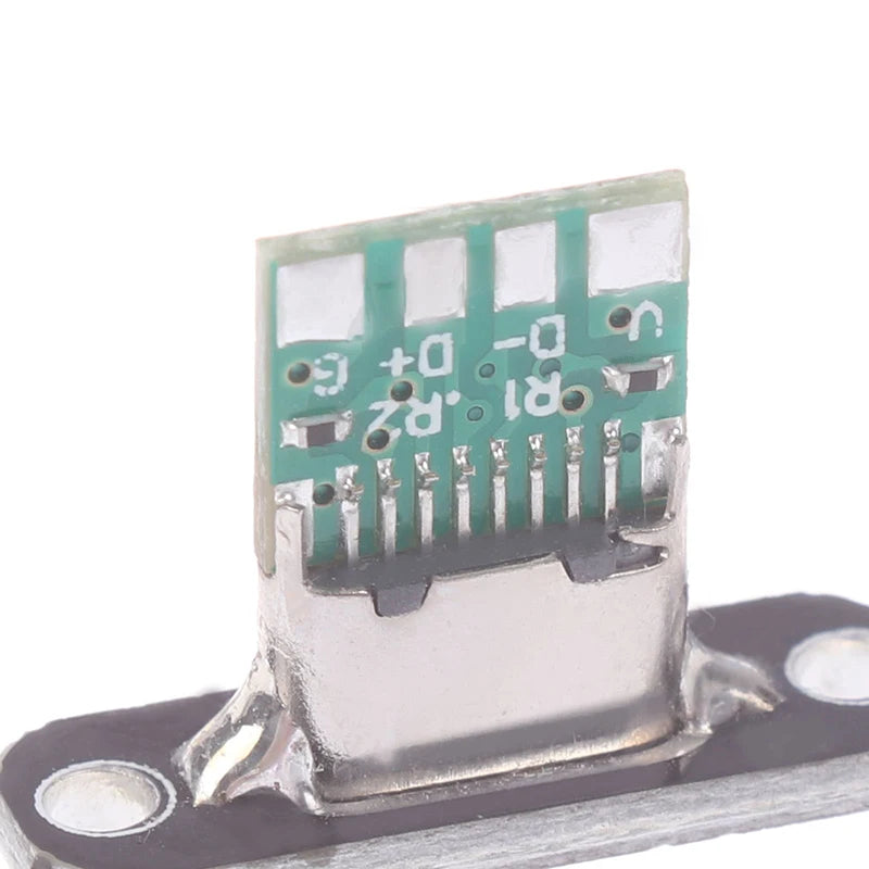 5Pcs USB 3.1 Type-C Female Connector Jack with Fixing Plate USB Type-C Connector Nixie