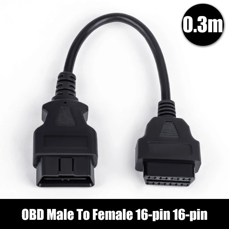 OBD2 Extension Cable 16-Pin Male to Female ELM327 Adapter OBD2 Adapter Cable Nixie 16pin 0.3M