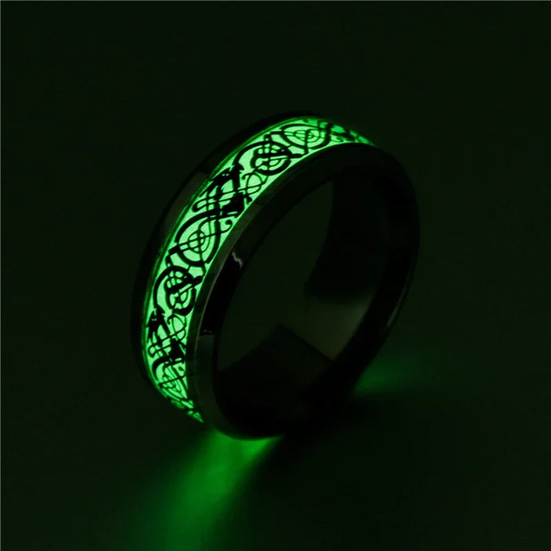Dragon Glow-in-the-Dark Stainless Steel Ring – Unisex Couple Luminous Fashion Ring Nixie