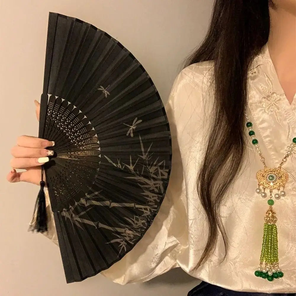 Vintage Chinese Japanese Folding Fan – Colorful Silk & Plastic