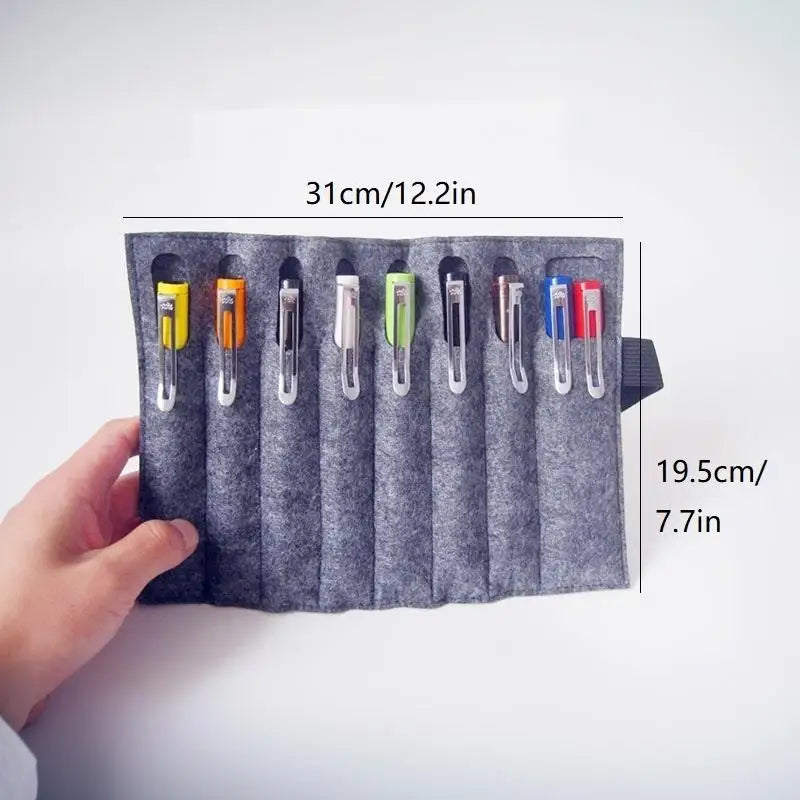 Felt Roll-Up Pen Case – 12-Slot Portable Pen Organizer Roll-Up Pen Case Nixie