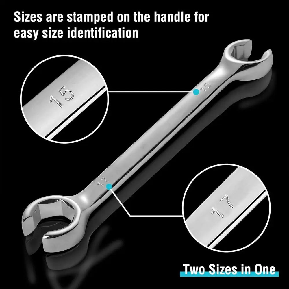 8-19mm Flare Nut Wrench Mirror Finish Double Head Line Spanner