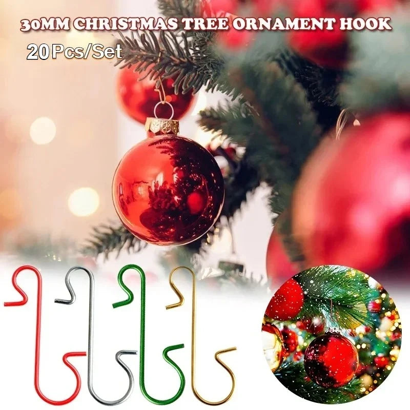 20Pcs Metal S-Hooks for Christmas Tree Ornament Hanging Ornament Hooks Nixie