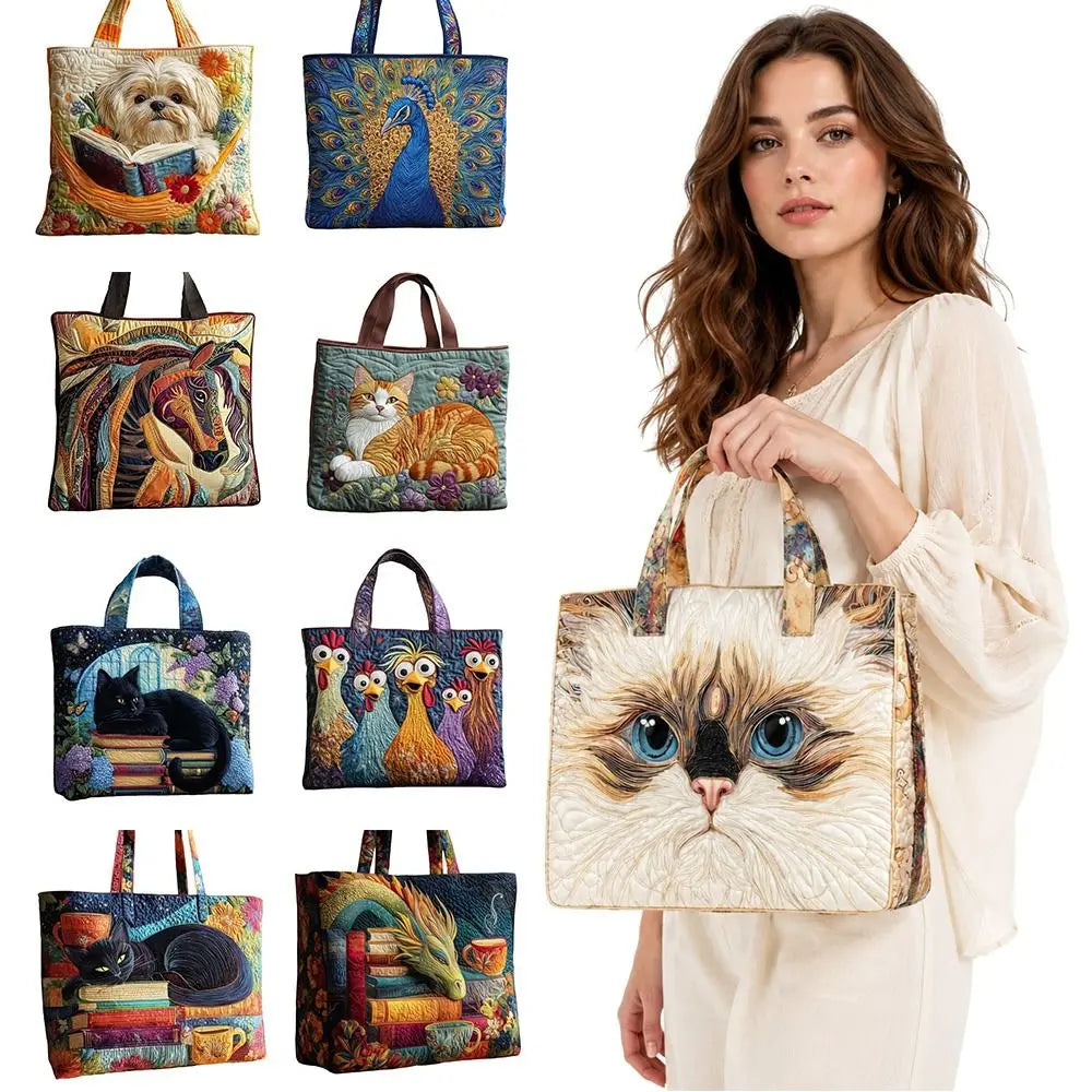 Quilted Tote Bag 3D Floral Print Large Capacity Travel Handbag Quilted Tote Bag Nixie