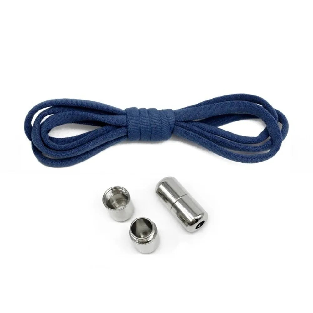 No-Tie Elastic Shoelaces with Metal Lock | One Size Fits All No-Tie Shoelaces Nixie Navy Blue