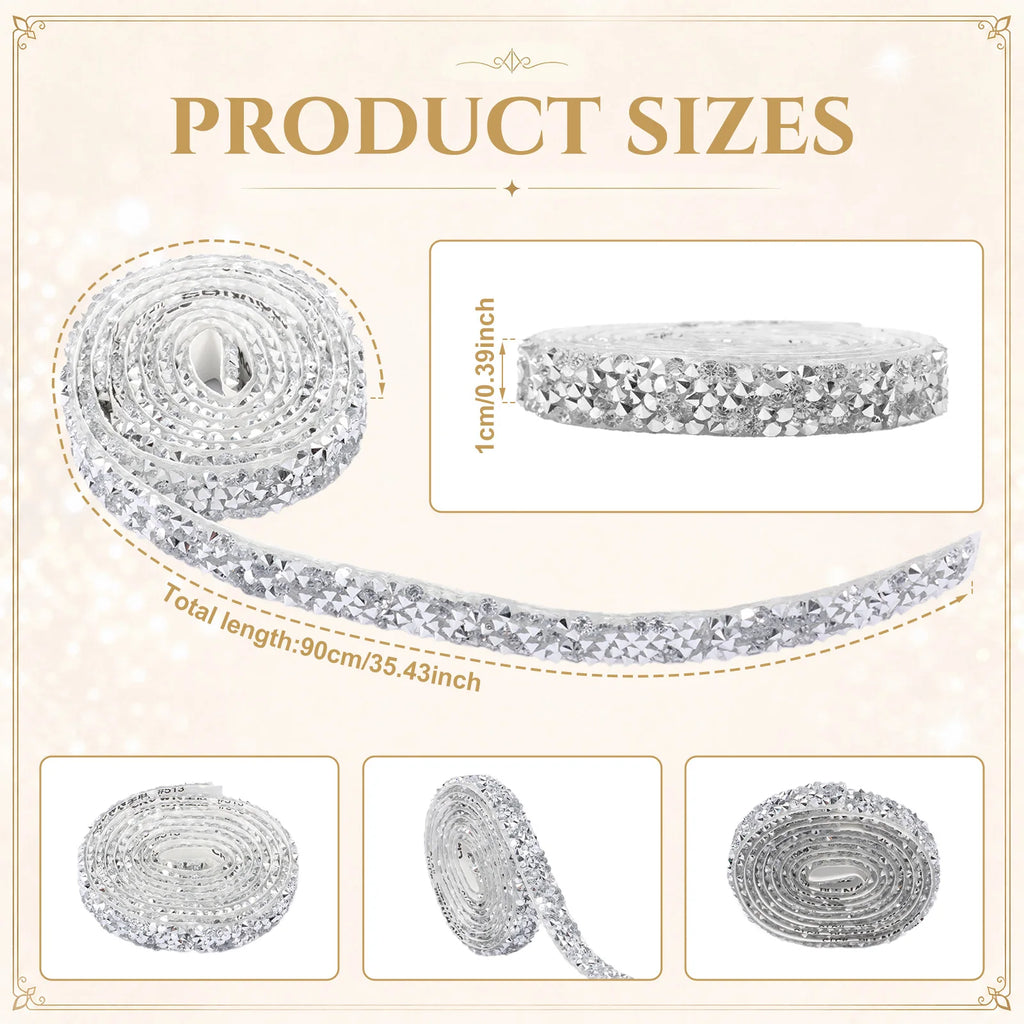 Self-Adhesive Rhinestone Trim Tape – 4 Rolls Crystal DIY Sticker Rhinestone Craft Tape Nixie