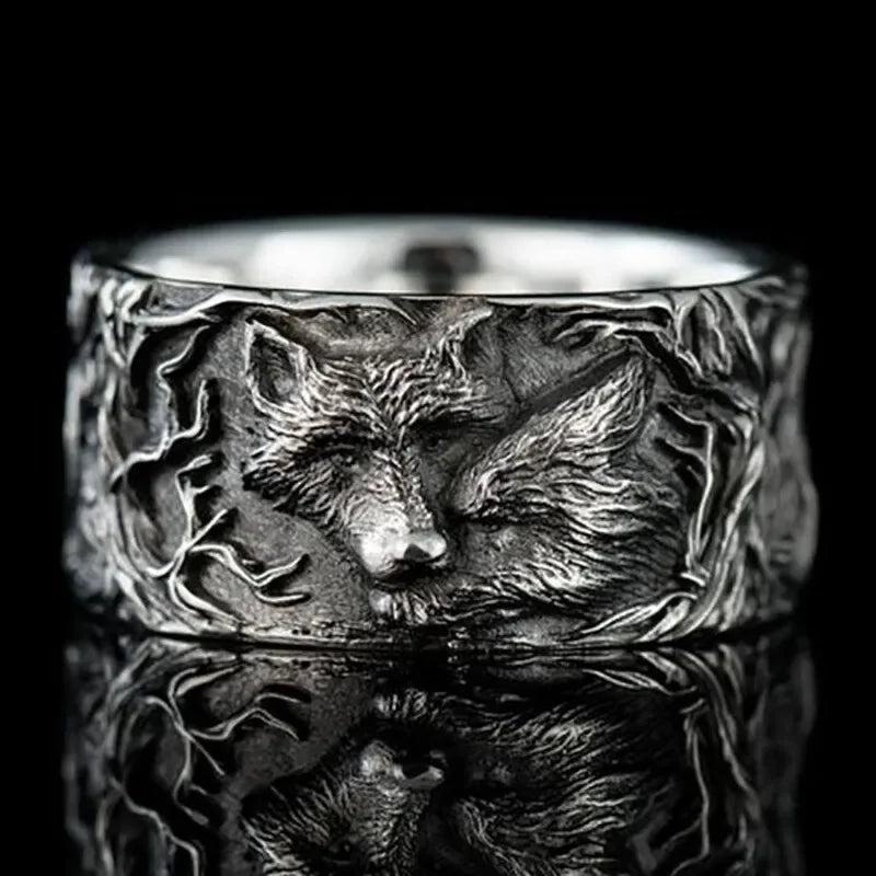 Vintage Silver Plated Wolf Head Ring – Punk Style Sizes 6–10 Fashion Ring Nixie WHITE 3