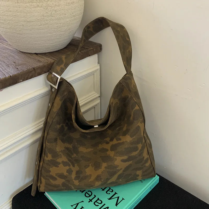 Vintage Camouflage Canvas Tote Bag – Large Shoulder Bag Canvas Shoulder Tote Nixie