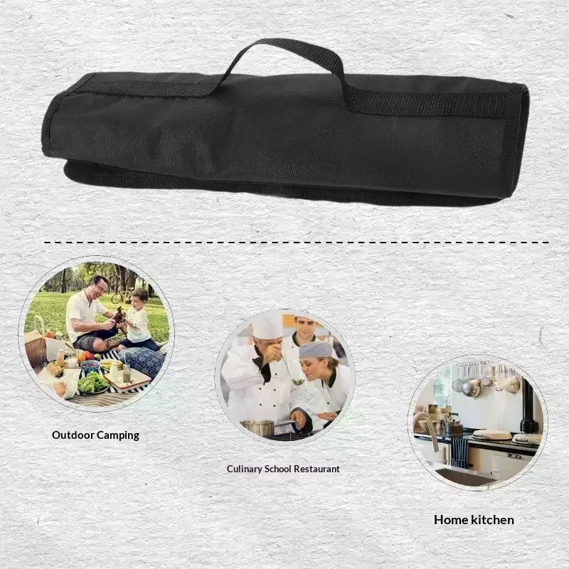 Black Oxford Chef Knife Roll Bag – 5-Pocket Carry Case Knife Roll Bag Nixie