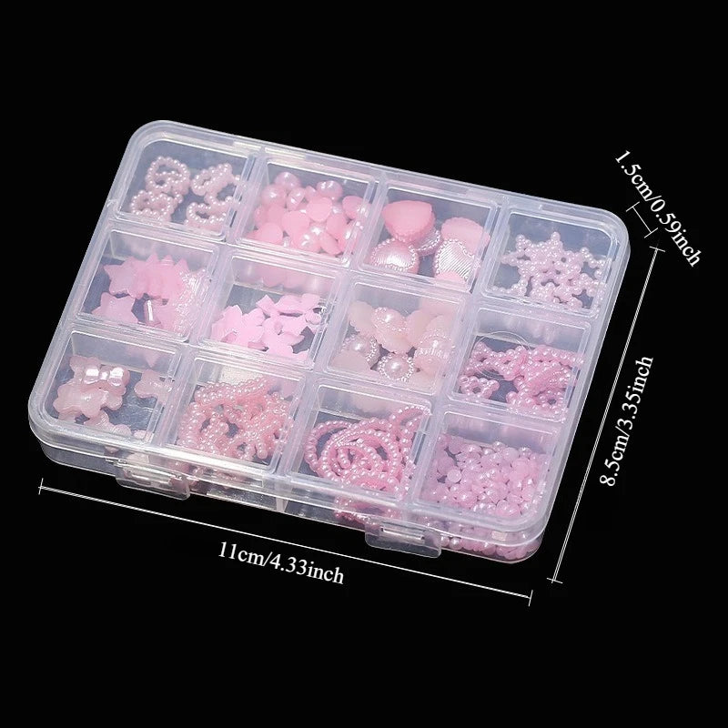 3D Flower Nail Charms Set – 120pcs Mixed Blossom Gems & Rhinestones Nail Art Charms Nixie