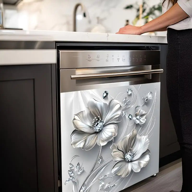 Silvery Floral Rhinestone Decal – Removable Self-Adhesive Sticker