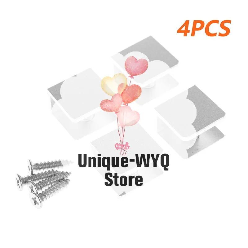 4PCS Square Aluminum Glass Clamps Shelf Clip Bracket 5–12mm Glass Shelf Clamps Nixie A2