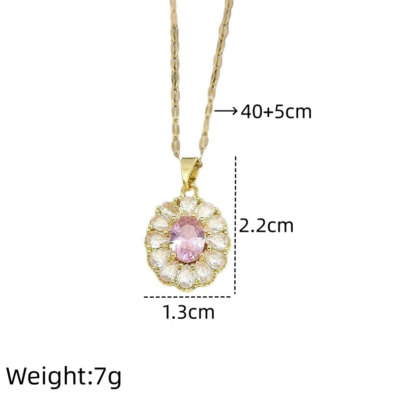 Oval Zircon Gold-Plated Pendant Necklace for Women Pendant Necklace Nixie XL1470-014