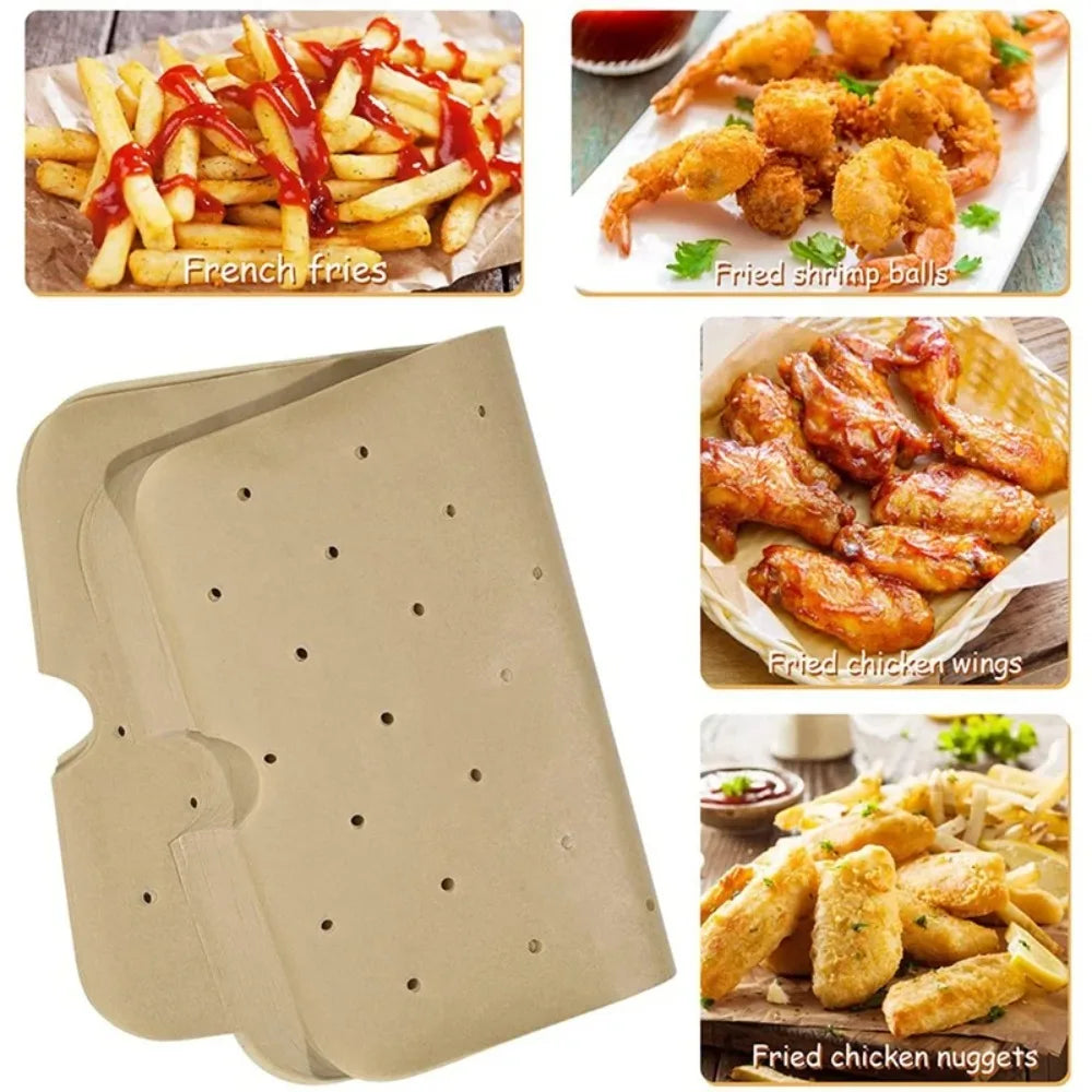 50Pcs Disposable Perforated Air Fryer Baking Paper Liners Air Fryer Liner Nixie