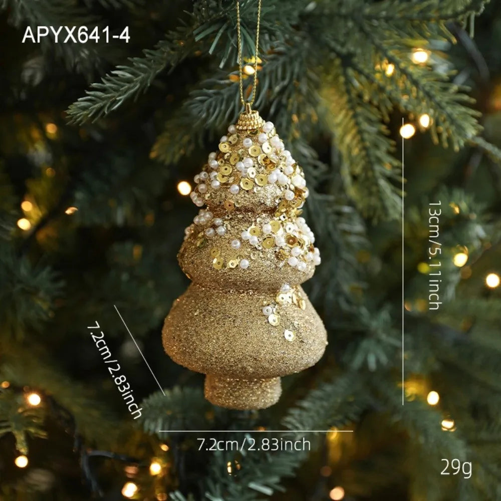 Gold Glitter Christmas Ball Ornament – Sequin Foam Pendant 8cm