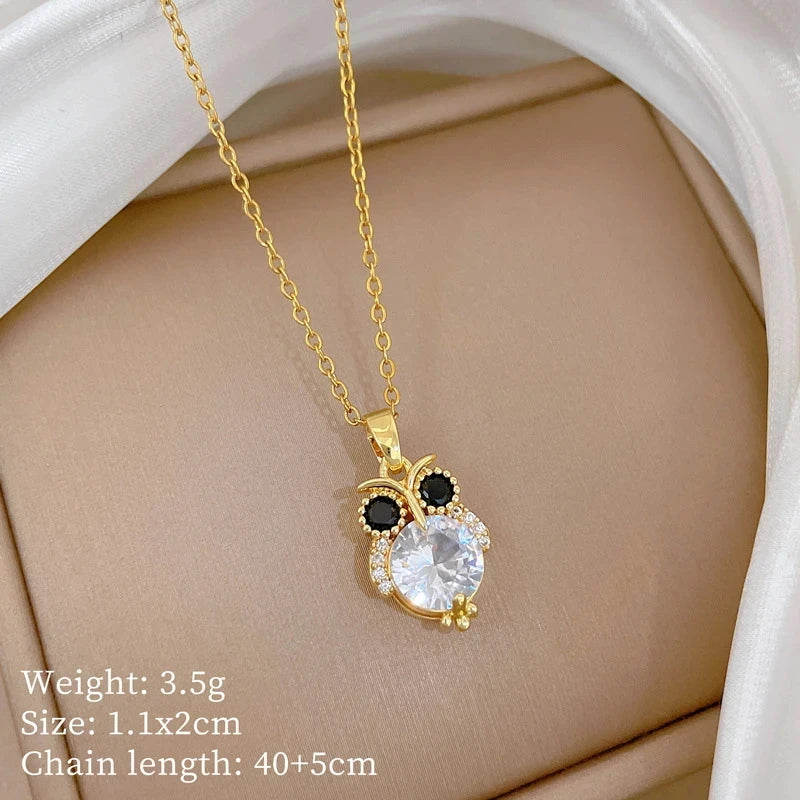 Women's Gold Owl Pendant Necklace – Copper & Stainless Steel Pendant Necklace Nixie XL2606-533