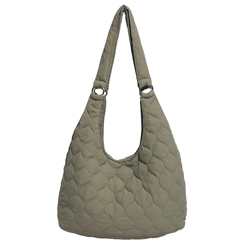 Korean Quilted Shoulder Bag – Large Capacity Women's Tote Quilted Shoulder Bag Nixie Green