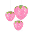 3D Strawberry Paper Lanterns – Handheld Kids Party Decor Paper Party Lantern Nixie Pink AS PIC