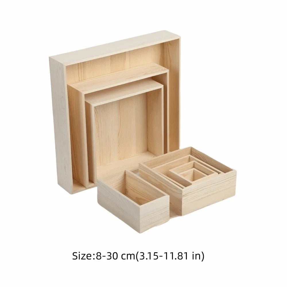 Portable Square Wooden Storage Box – DIY Paintable Organizer