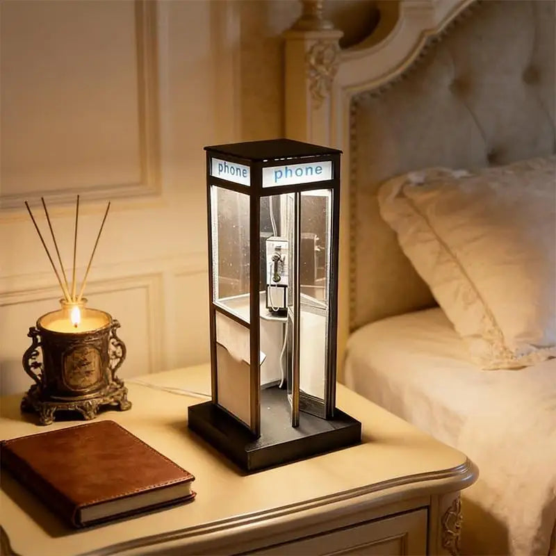 Retro British Phone Booth Table Lamp – Vintage LED Night Light Decorative Table Lamp Nixie