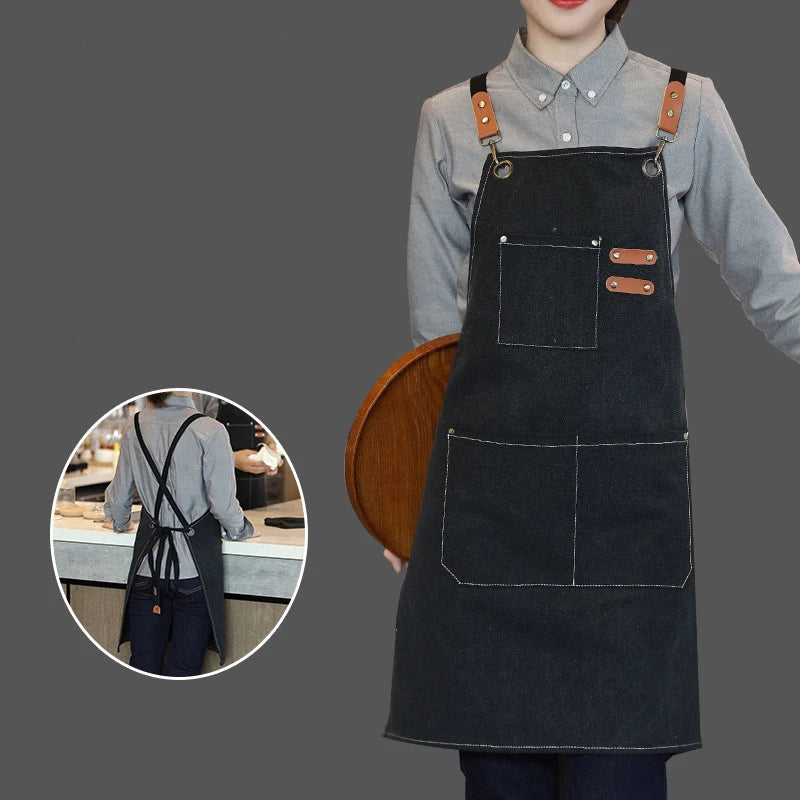 Canvas Apron with Tool Pockets – Oil-Proof Kitchen Apron Kitchen Canvas Apron Nixie