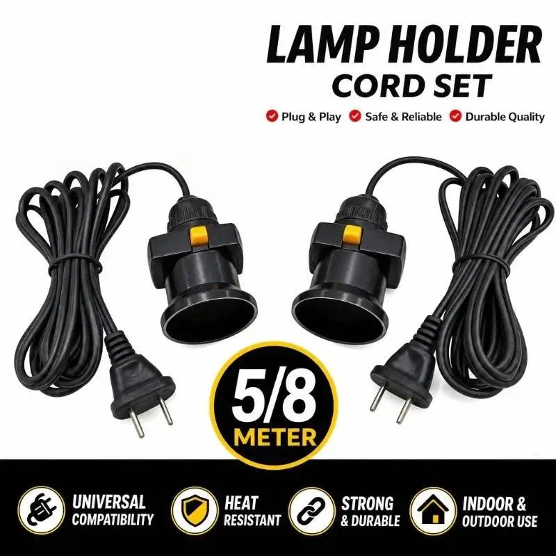 E27 Bulb Port Extension Cord with Outlet – 5M/8M Lamp Extender Lamp Extension Cord Nixie