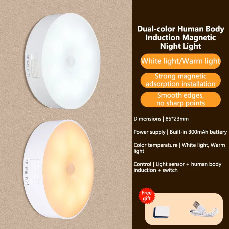 LED Motion Sensor Night Light – Rechargeable Wireless Lamp