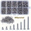800-Piece M2 Self-Tapping Screw Set with Storage Box Screw Assortment Set Nixie 800pcs-silvery