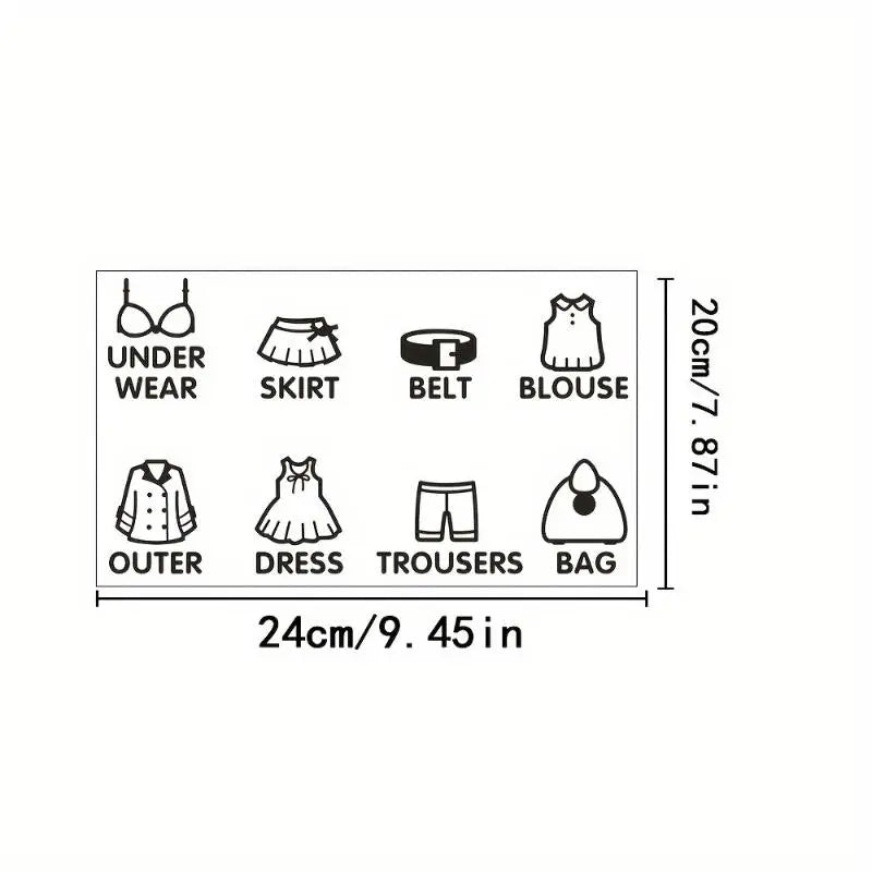 PVC Wardrobe Clothing Classification Label Stickers
