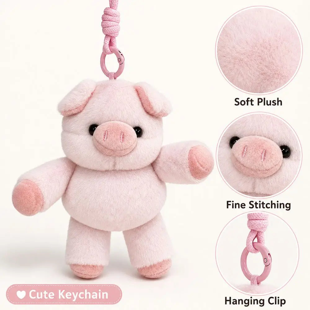 Cute Wiggly Pig Plush Keychain – Soft Stuffed Keyring Gift Plush Keychain Nixie