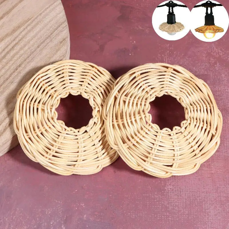 Handwoven Rattan Pendant Lampshade Vintage Basket Style – 2 Pack Rattan Lampshade Nixie Default Title