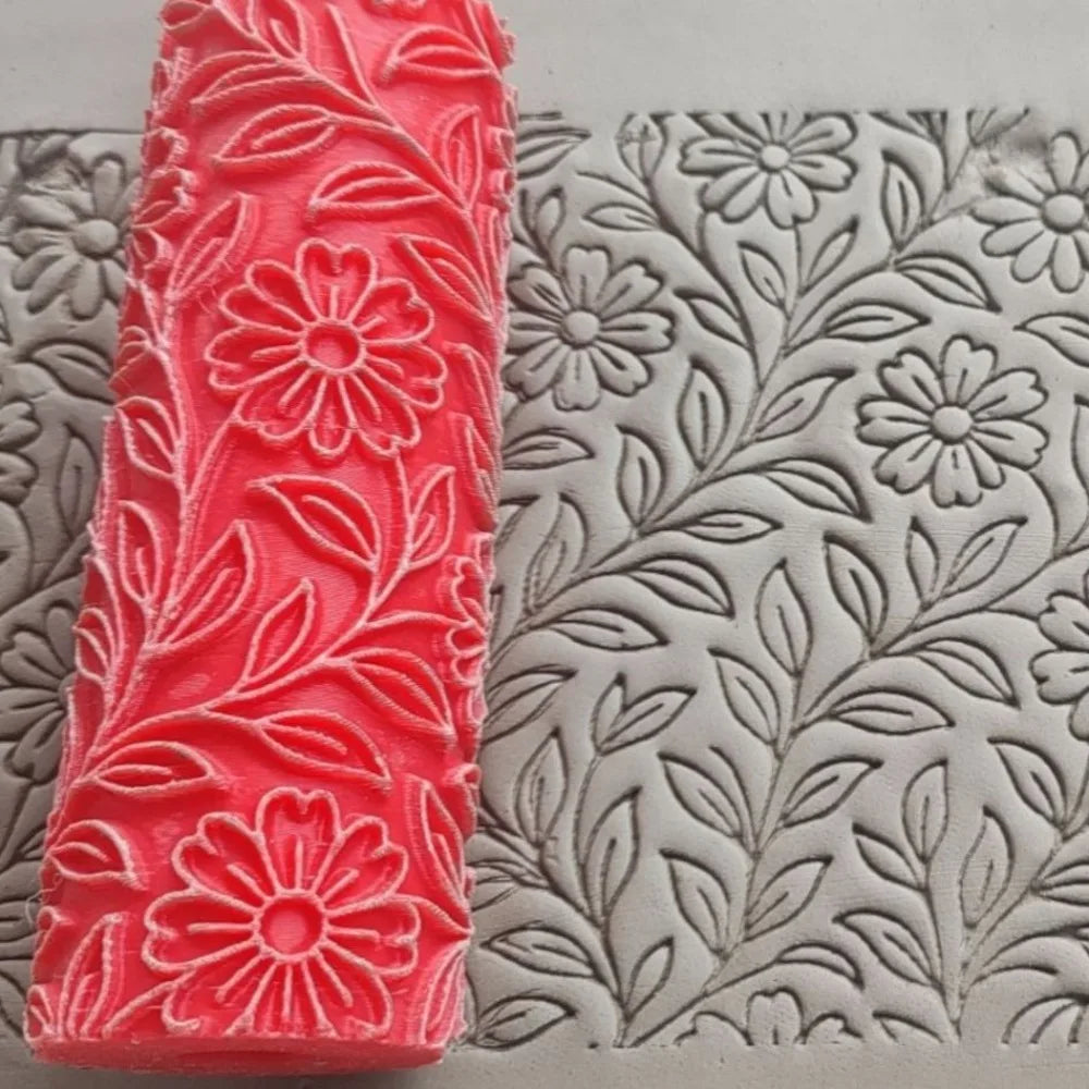 Daisy Flower 3D Printed Clay Texture Roller – Rolling Pin Tool