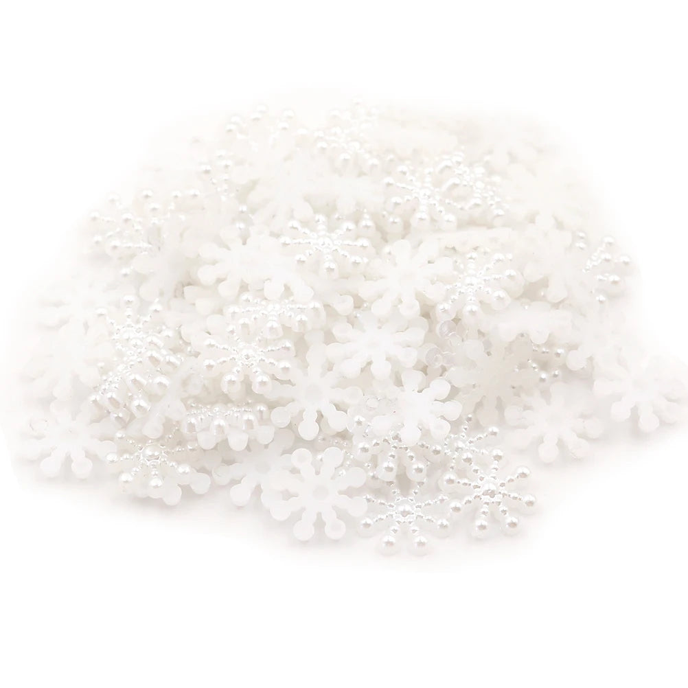 100pcs Pearl Resin Snowflake Flatbacks 12mm – DIY Craft Decor