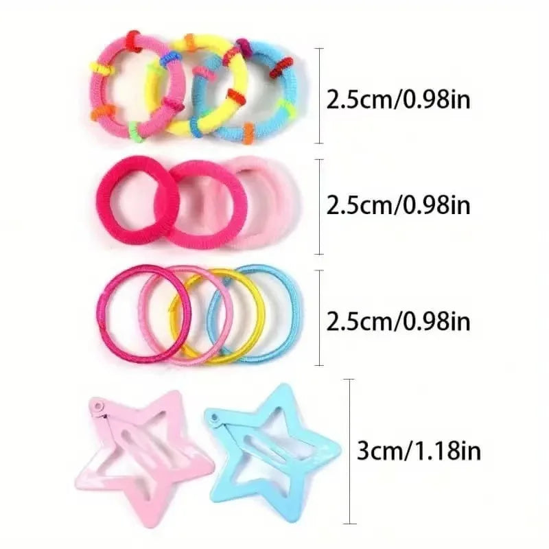 546-Pc Girls Hair Accessories Set – Bow Clips & Elastic Bands Girls Hair Accessories Nixie