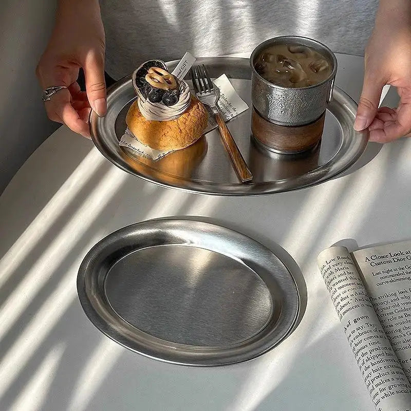 Stainless Steel Oval Serving Plate – Fish, Dessert & Party Dish