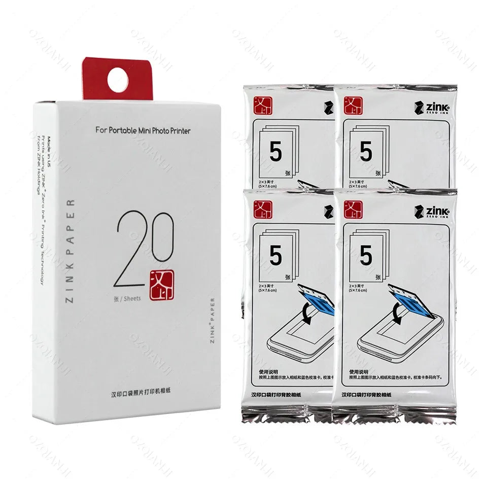 HPRT MT53 Zink 2x3" Sticky Photo Paper 20 Sheets | Ink-Free Zink Photo Paper Nixie Photo paper--20pcs