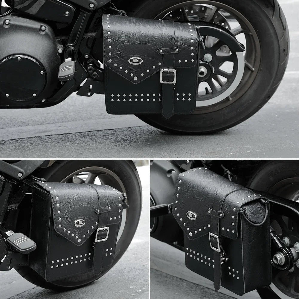 KEMITOUR 12L Motorcycle Swingarm Bag Waterproof PU Leather Side Bag Motorcycle Swingarm Bag Nixie