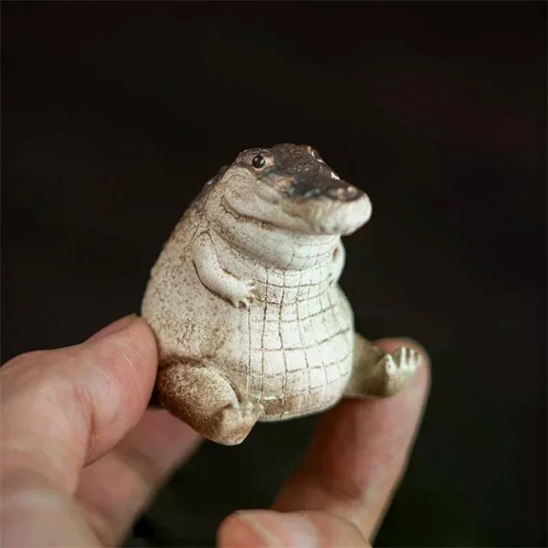 Handmade Purple Clay Crocodile Tea Pet Ornament | Tea Decor Tea Pet Figurine Nixie