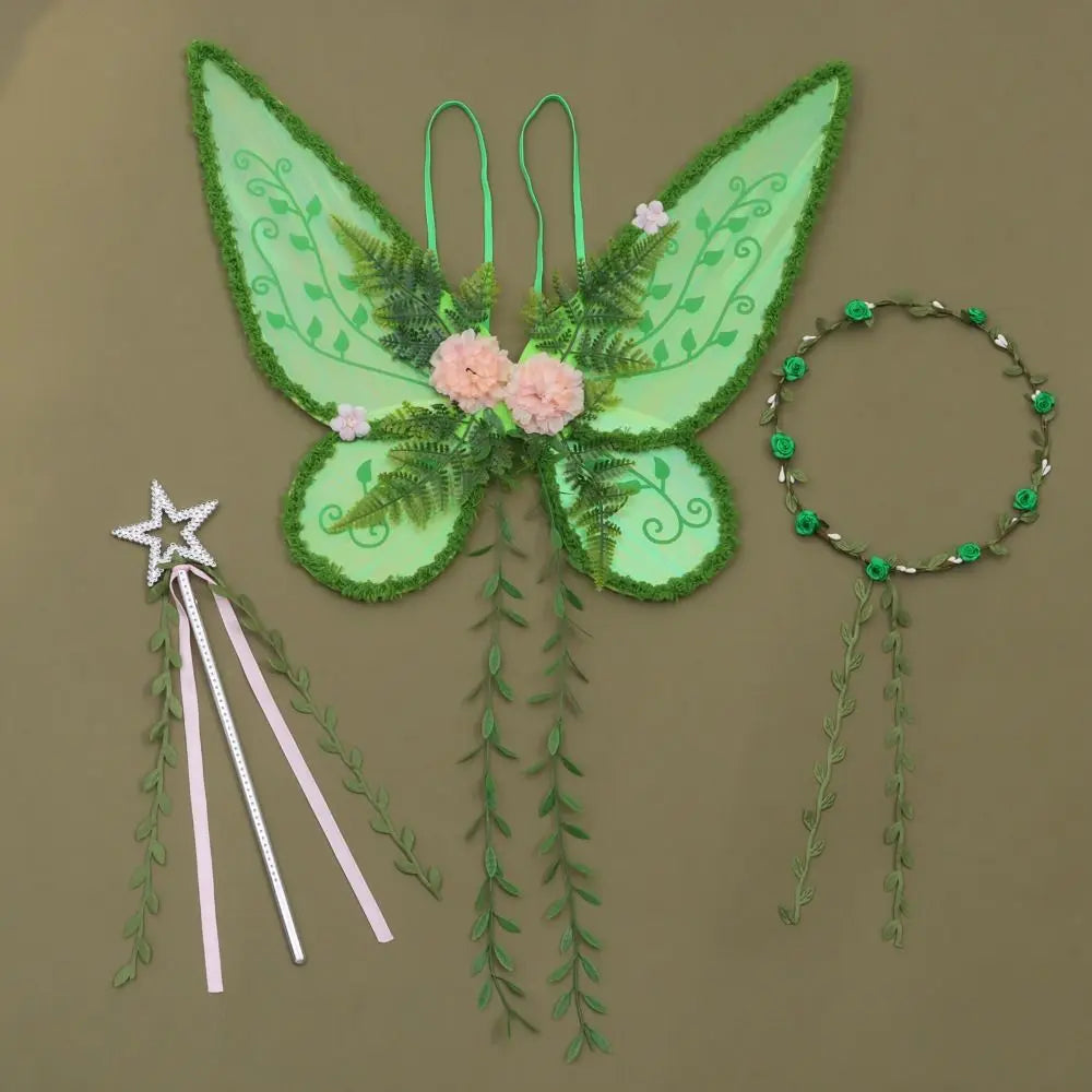 Forest Fairy Wings Set with Flower Crown & Magic Wand Fairy Costume Set Nixie