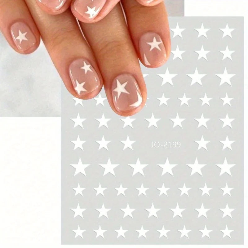 Black & White Star Nail Art Stickers | Minimalist Nail Decals Nail Art Stickers Nixie
