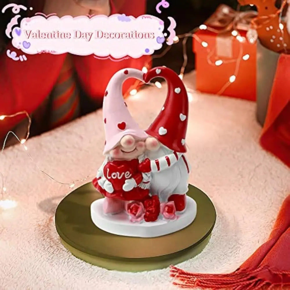 Resin Valentine Gnome Figurines – Romantic Couple Gift Decor Gnome Figurine Set Nixie