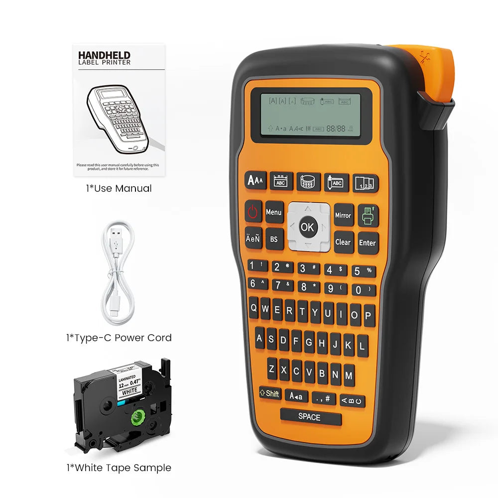 MarkDomain E1000PRO Handheld Label Printer – TZe HSe 6-12mm Handheld Label Printer Nixie orange