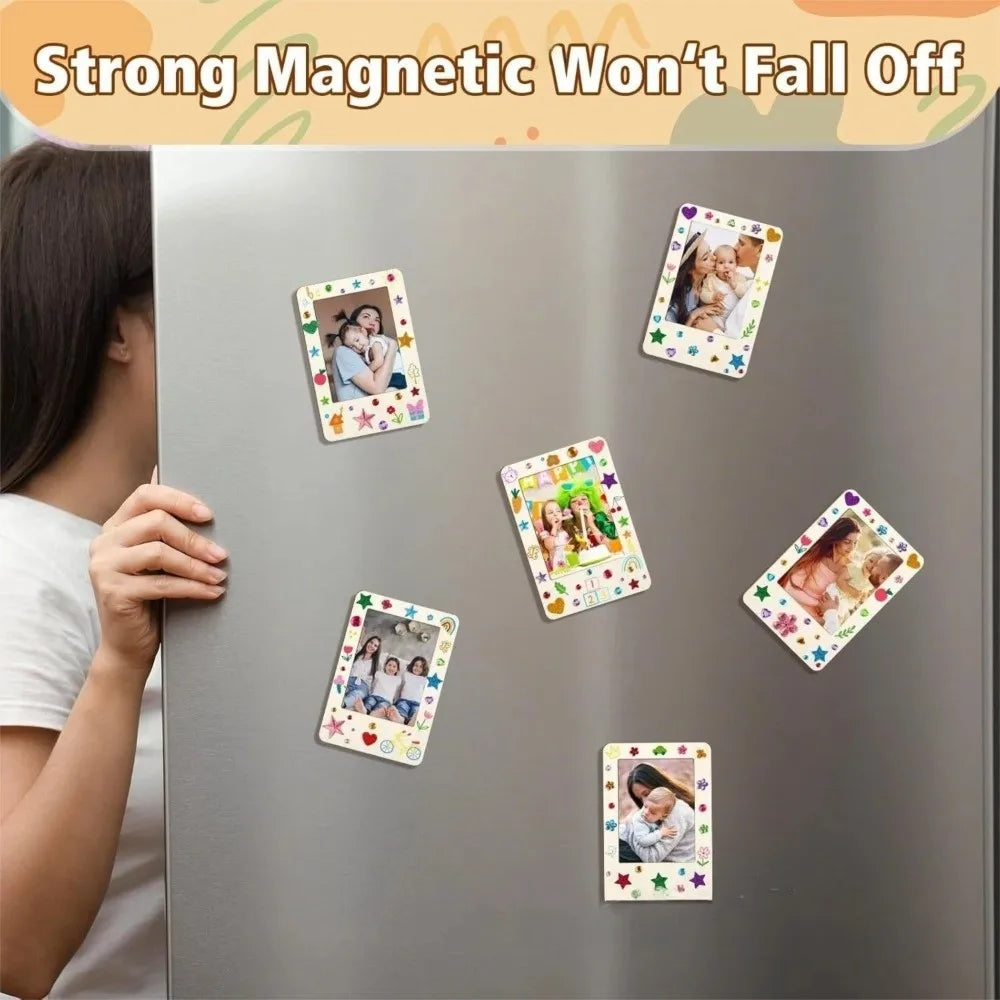 DIY Wooden Picture Frames Set with Markers & Stickers – 12 Pack