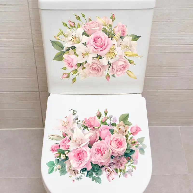 Flower Pattern Bathroom Wall Stickers – Removable PVC Decal Wall Decal Sticker Nixie