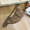 Nixie Denim Chest Bag Unisex Crossbody Shoulder Backpack Denim Crossbody Bag Nixie Khaki Extra Large