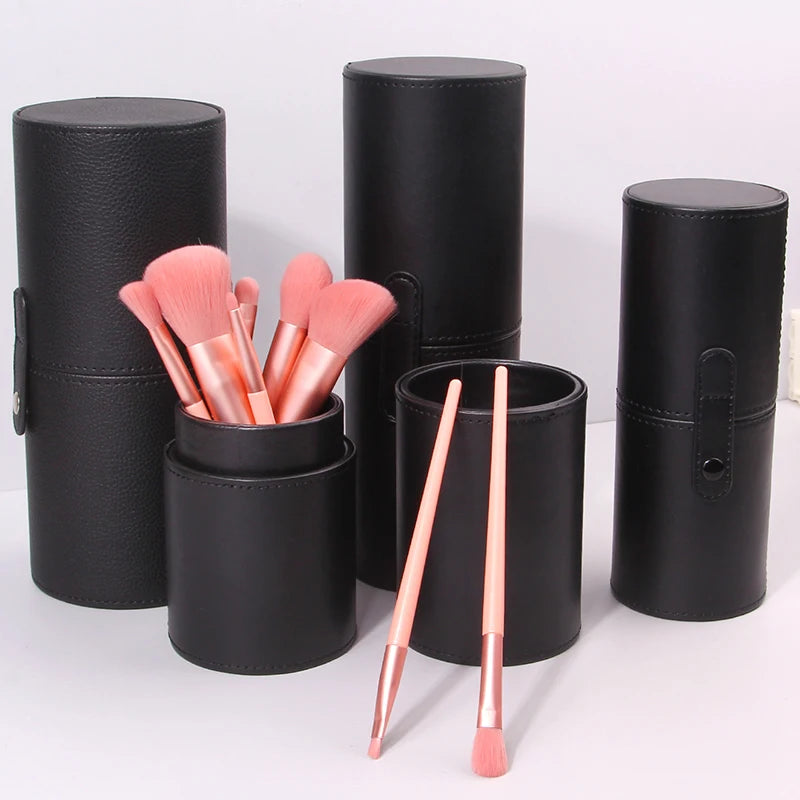 PU Leather Makeup Brush Holder & Desktop Organizer Bucket Makeup Brush Organizer Nixie