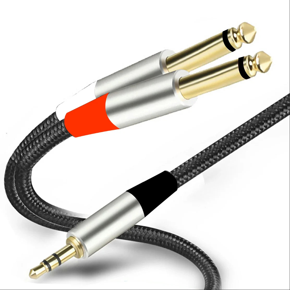 3.5mm to 6.35mm Gold-Plated AUX Adapter Cable for Mixer & Amp Audio Adapter Cable Nixie black 2m