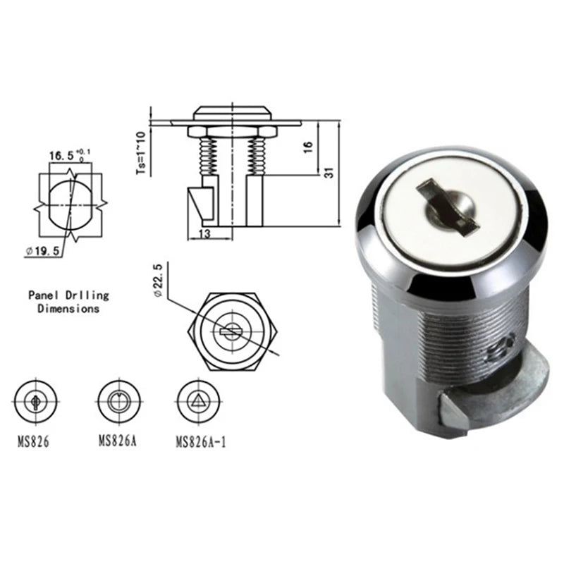 MS826 Cabinet Cam Lock – Cylindrical Press Lock for Distribution Box